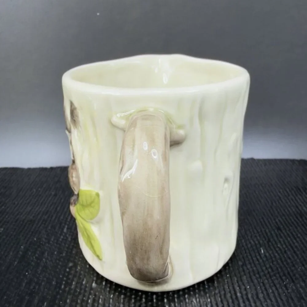 OTAGIRI Japan 3D OWL Perched in Tree Trunk Jug Small Pitcher Creamer Ceramic VTG